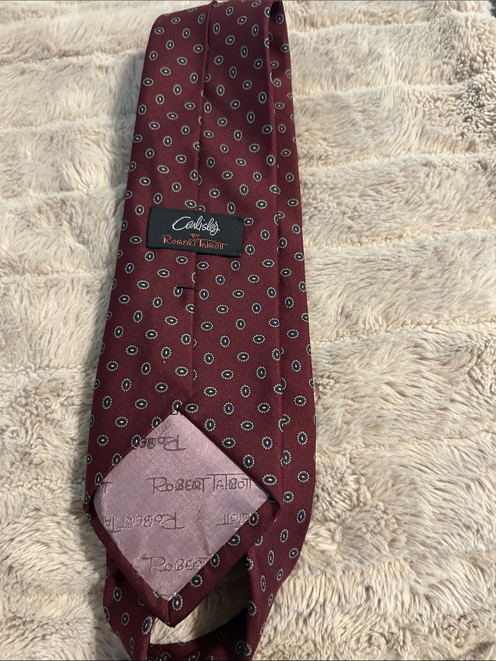 Robert Talbott Wine Red Silk Tie with Small Medallion Pattern